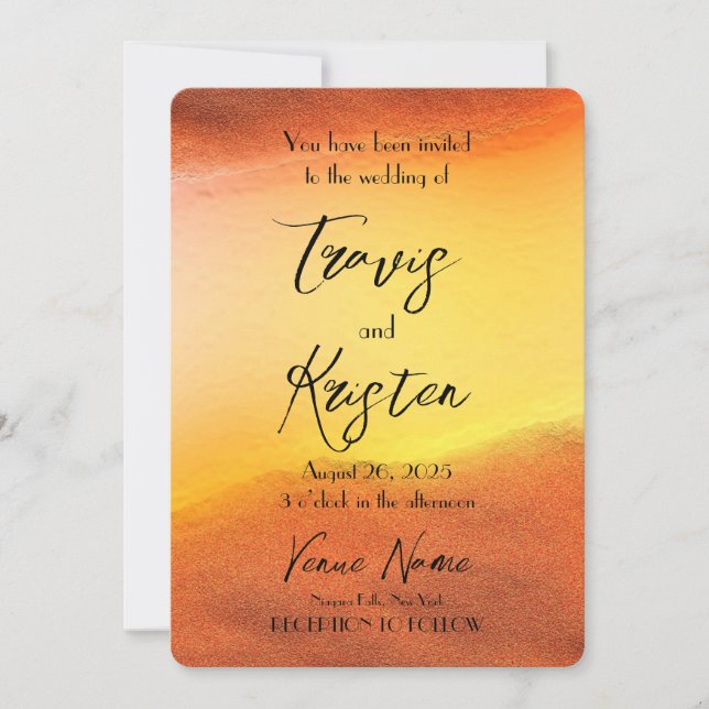 Create Your Own Custom Orange Background Wedding Invitation (Front)