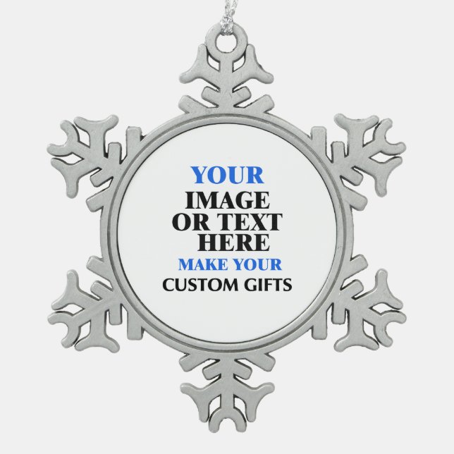 Create Your Own Custom Personalized  Snowflake Pewter Christmas Ornament (Front)