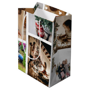 Create Your Own Custom Photo Christmas Collage  Medium Gift Bag