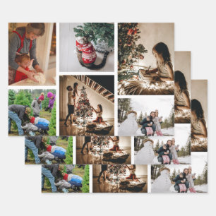 Create Your Own Custom Photo Christmas Collage Wrapping Paper Sheet