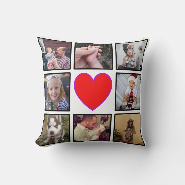 Create Your Own Custom Photo Collage Throw Pillow (Front)