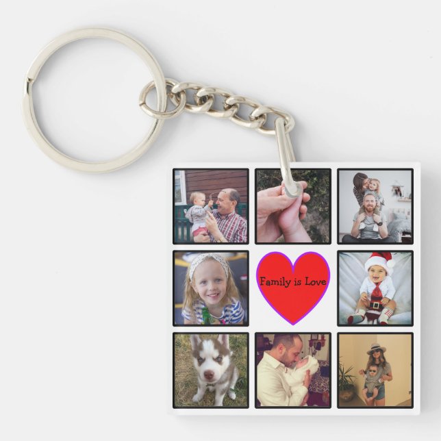 Create Your Own Custom Photo Collage With Text Keychain (Front)