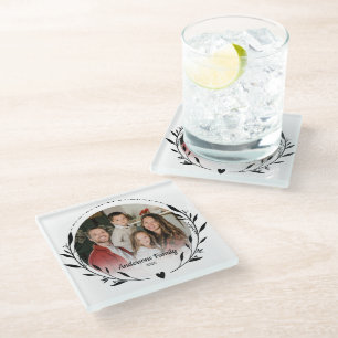 Create Your Own Custom Photo Family Name Leaf Reef Glass Coaster