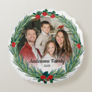 Create Your Own Custom Photo Family Name Year Round Pillow