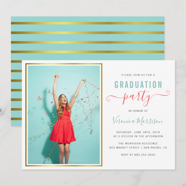 Create Your Own Custom Photo Grad Party Invitation (Front/Back)