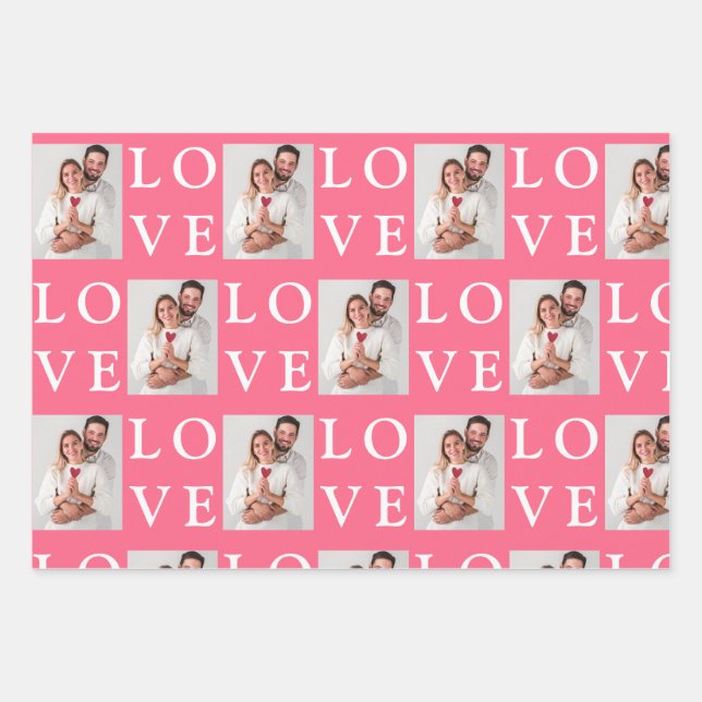 Create your own custom photo Valentines Day Gift Wrapping Paper Sheet (Front)