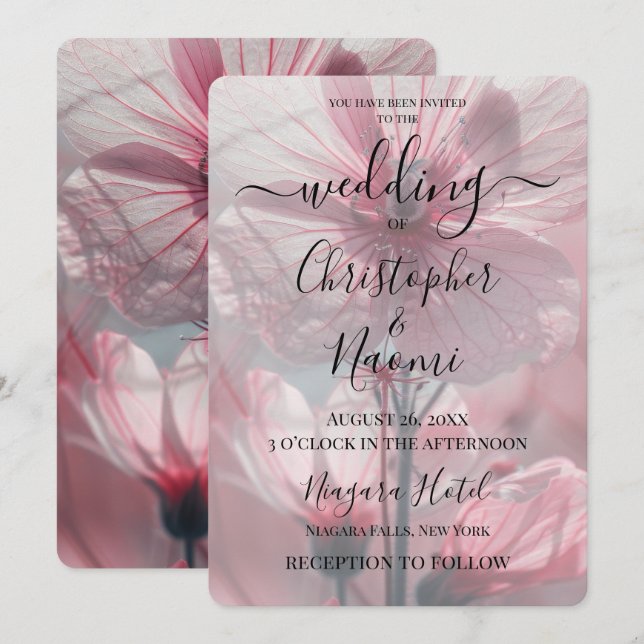 Create Your Own Custom Pink Flower Closeup Invitation (Front/Back)