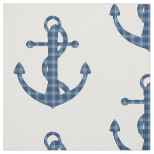 Create your own custom   Plaid tartan blue anchor Fabric