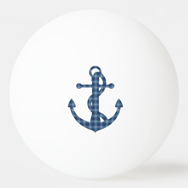 Create your own custom | Plaid tartan blue anchor Ping Pong Ball (Front)