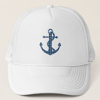 Create your own custom | Plaid tartan blue anchor Trucker Hat