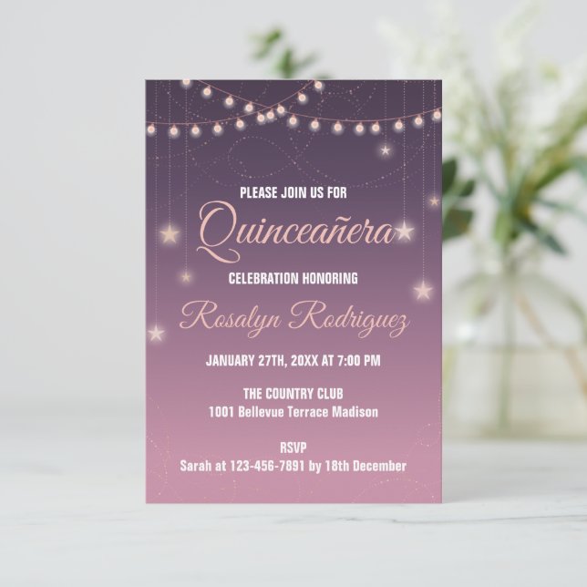 create your own custom Quinceanera 15 birthday Invitation (Standing Front)