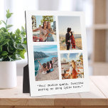 Create Your Own Custom Quote 4 Photo Collage  Plaque<br><div class="desc">Create your own custom quote and photo collage plaque home decor Features minimalist typewriter typography and personalized picture collage of 4 photos.</div>