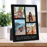 Create Your Own Custom Quote 4 Photo Collage  Plaque<br><div class="desc">Create your own custom quote and photo collage plaque home decor Features minimalist typewriter typography and personalized picture collage of 4 photos.</div>