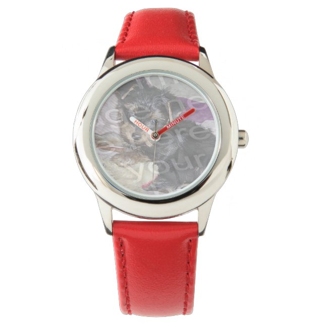 Create Your Own Custom Red Hearts And Bezel Strap Watch (Front)