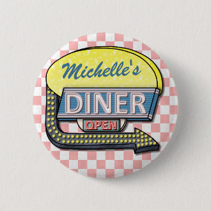 Create Your Own Custom Retro 50's Diner Sign 2 Inch Round Button