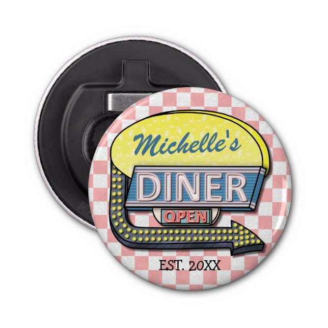 Create Your Own Custom Retro 50's Diner Sign Bottle Opener (Front)