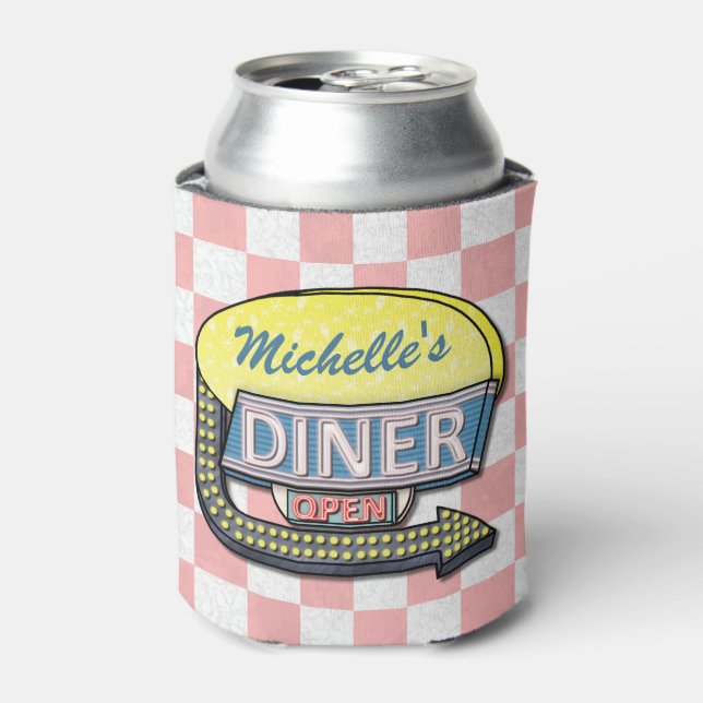 Create Your Own Custom Retro 50's Diner Sign Can Cooler (Can Front)
