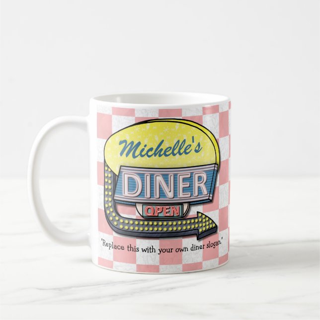 Create Your Own Custom Retro 50's Diner Sign Coffee Mug (Left)