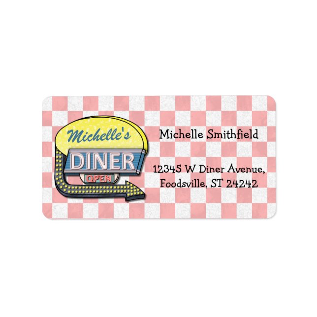 Create Your Own Custom Retro 50's Diner Sign Label (Front)