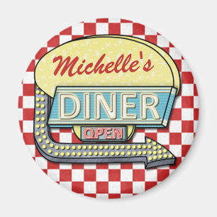 Create Your Own Custom Retro 50's Diner Sign Red Magnet