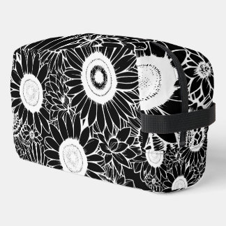 Create Your Own Custom Retro Black Flowers Pattern Dopp Kit