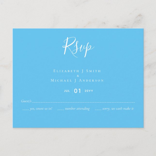 Create Your Own Custom RSVP Wedding Aqua Blue Post Postcard (Front)
