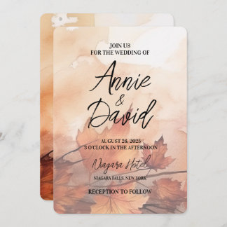 Create Your Own Custom Rustic Fall Leaves Wedding Invitation