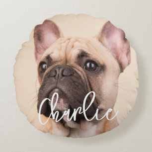 Create Your Own Custom Script Name Pet Photo Round Pillow