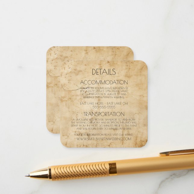 Create Your Own Custom Sepia Distressed Aged Paper Enclosure Card (Front/Back In Situ)