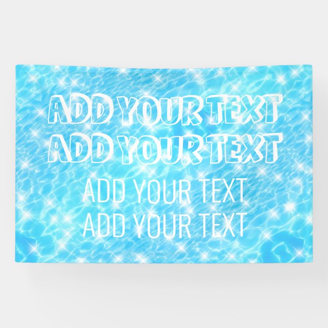 Create Your Own Custom Text Blue Water Pool Party Banner (Horizontal)