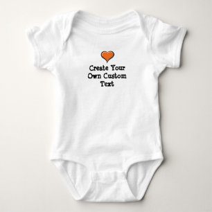 Create your own custom text with Orange Heart Baby Bodysuit