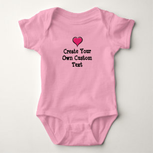 Create your own custom text with Pink Heart Baby Bodysuit