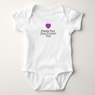 Create your own custom text with purple heart  baby bodysuit