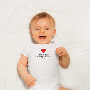 Create your own custom text with red heart  baby bodysuit