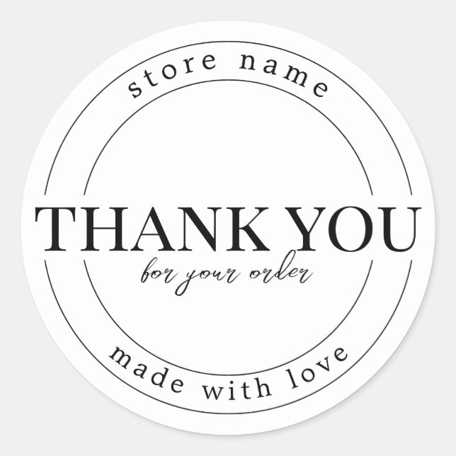 Create Your Own Custom Thank you Made With Love Classic Round Sticker (Front)