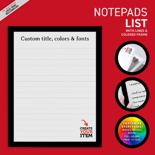 CREATE-YOUR-OWN Custom upload your design lined Notepad