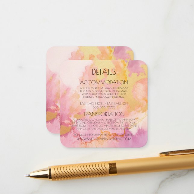Create Your Own Custom Watercolor Marble Enclosure Card (Front/Back In Situ)