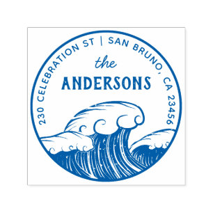 Create Your Own Custom Waves Return Address Self-i Self-inking Stamp