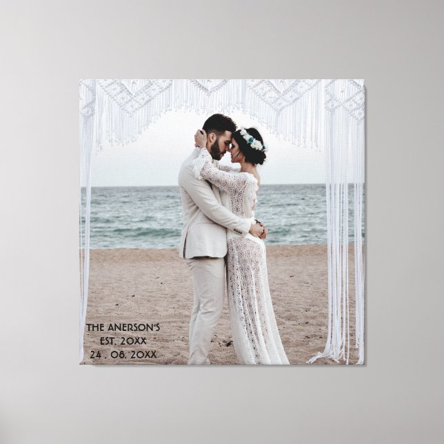 Create Your Own Custom Wedding Photo Add Name Date Canvas Print (Front)