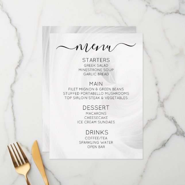 Create Your Own Custom White Light Swirls Menu (Front/Back In Situ)