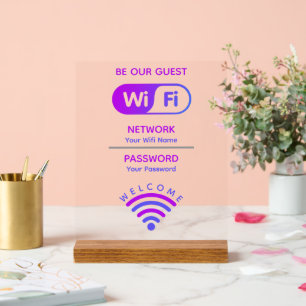 Create Your Own Custom Wifi Network and Password  Acrylic Sign