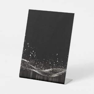 Create Your Own - Customizable Glitter Ribbon B&W Pedestal Sign