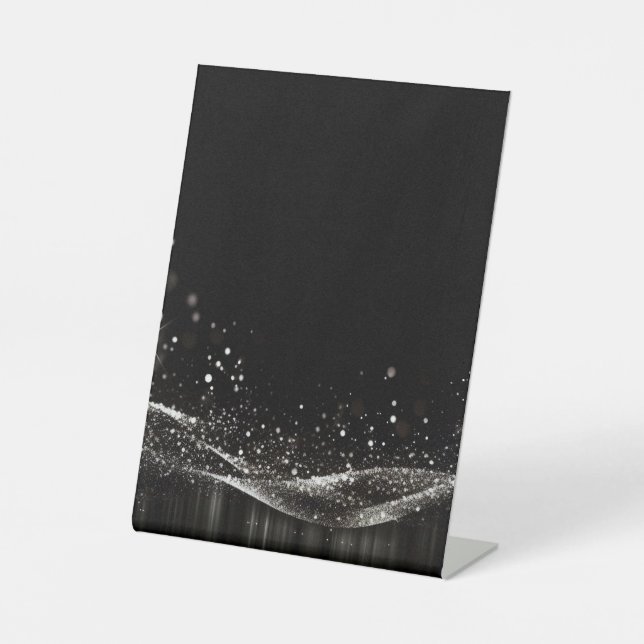 Create Your Own - Customizable Glitter Ribbon B&W Pedestal Sign (Front)