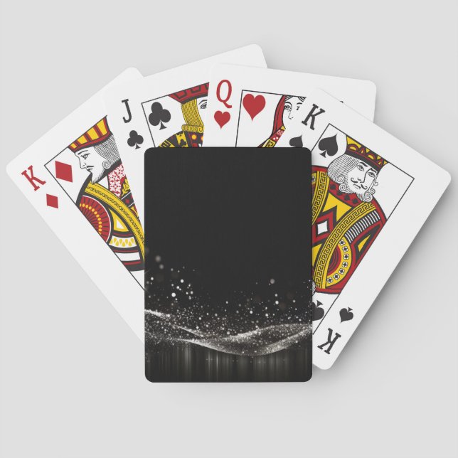Create Your Own - Customizable Glitter Ribbon B&W Playing Cards (Back)