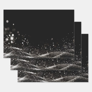 Create Your Own - Customizable Glitter Ribbon B&W Wrapping Paper Sheet