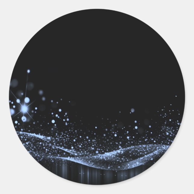 Create Your Own - Customizable Glitter Ribbon Blue Classic Round Sticker (Front)