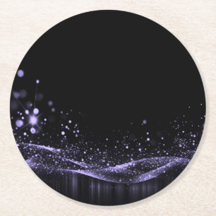 Create Your Own Customizable Glitter Ribbon Purple Round Paper Coaster