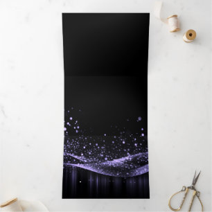 Create Your Own Customizable Glitter Ribbon Purple Tri-Fold Invitation