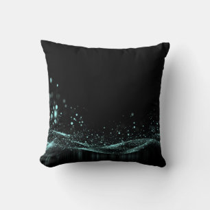 Create Your Own - Customizable Glitter Ribbon Teal Throw Pillow