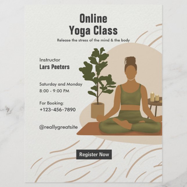 Create your own Customizable Online Yoga Classes Flyer (Front)